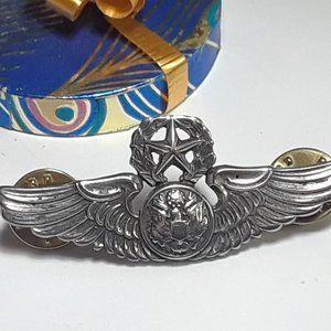 Estate NS Meyer Great Seal Command Pilot Wings Sterling Silver Clutch back19305